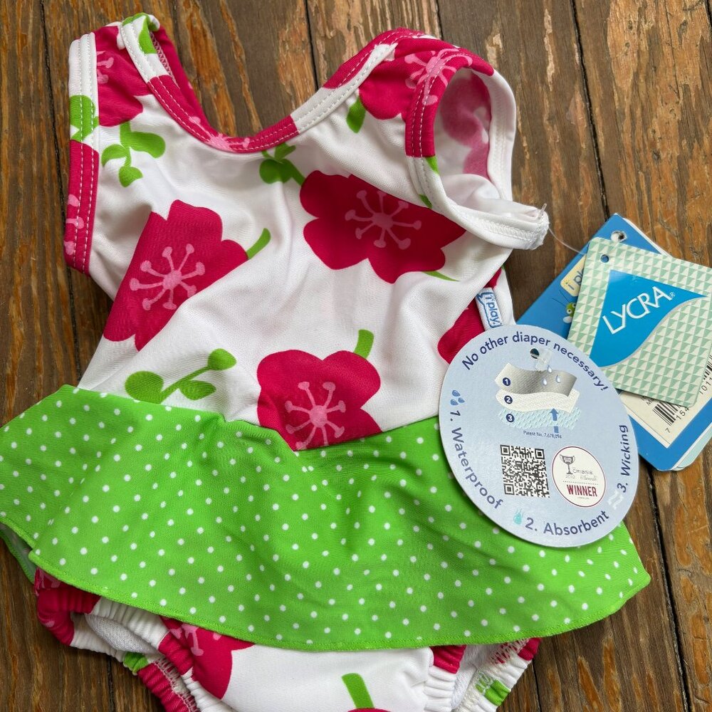 swimsuit girls 0-6 mo, with diaper, tags attached